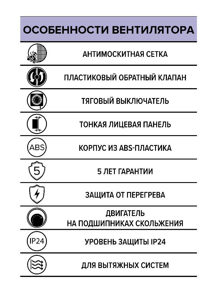 Вентилятор накладной E D125 сетка обратный клапан тяговый выключатель ERA