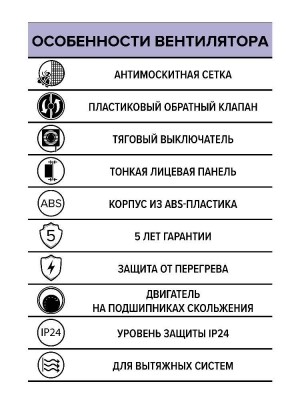 Вентилятор накладной E D125 сетка обратный клапан тяговый выключатель ERA
